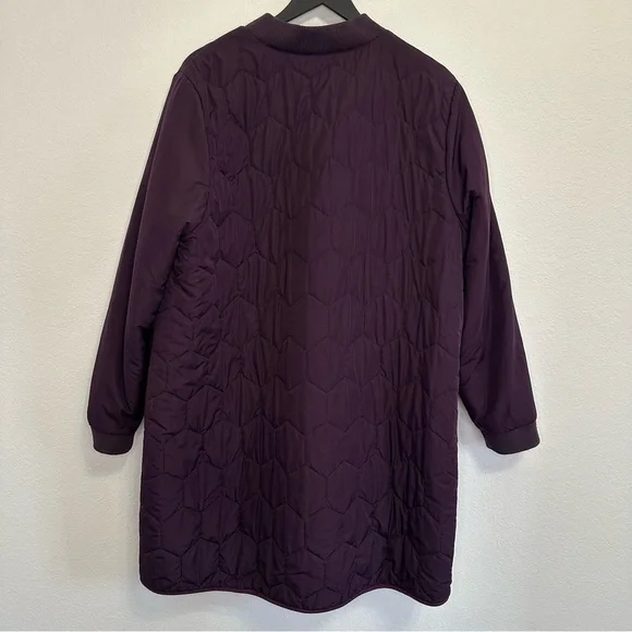 LOGO by Lori Goldstein Dark Purple Quilted Coat Size 1X - Picture 4 of 4